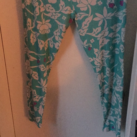 LuLaRoe TC2 Leggings. Teal with White Flowers XL - Picture 5 of 5